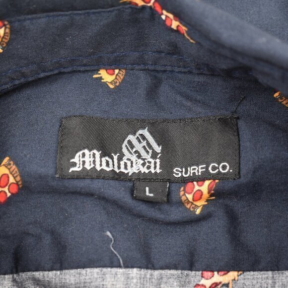 Molokai Surf Co. button-down Shirt w/ Pizza Slices Size Large Gently Used - Picture 4 of 5